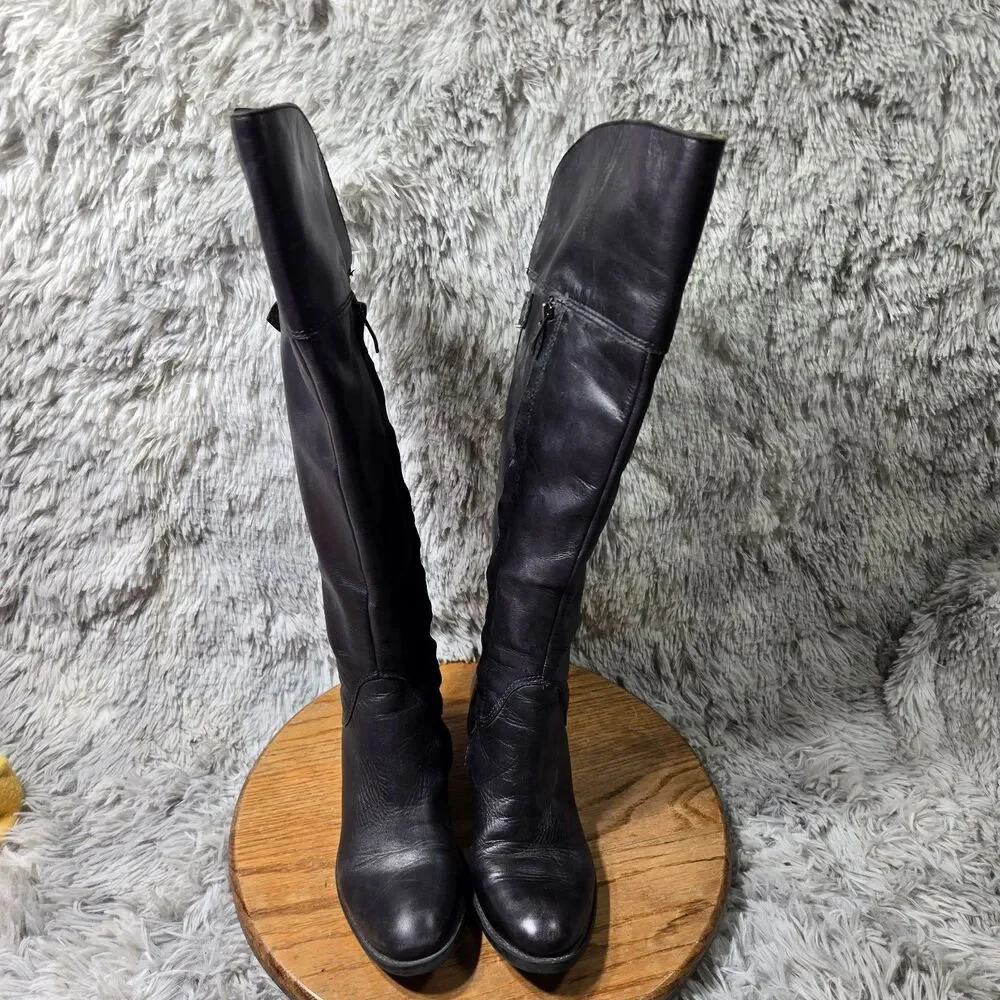 Vince Camuto Bestant Over The Knee Studded Black Leather Boot Women Size 6.5